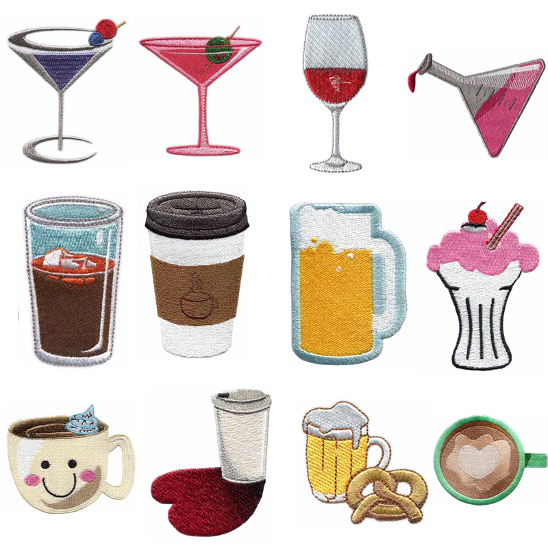 Wine Beer Hat - Термотрансферные вышитые нашивки на тему чашек